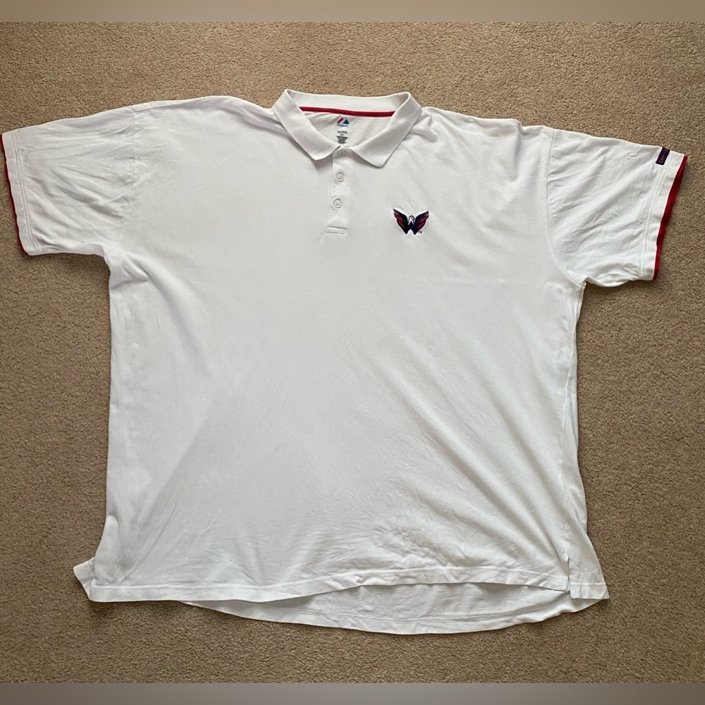 Washington Capitals NHL Men’s White‎ Polo Logo 5XL XXXXXL Majestic Cotton